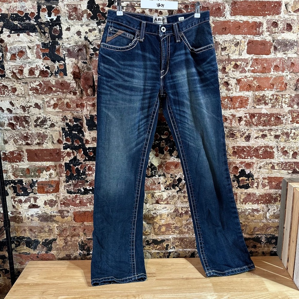Ariat M4 Relaxed Boot Cut Blue Jeans Western Cowboy Men's 30x34
